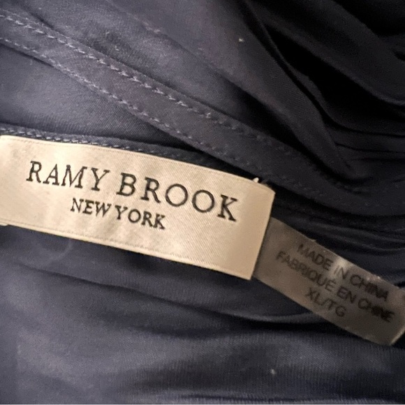 Ramy Brook New York Navy Blue Halter Smocked Waist Ruched Front Top XL - Picture 8 of 8